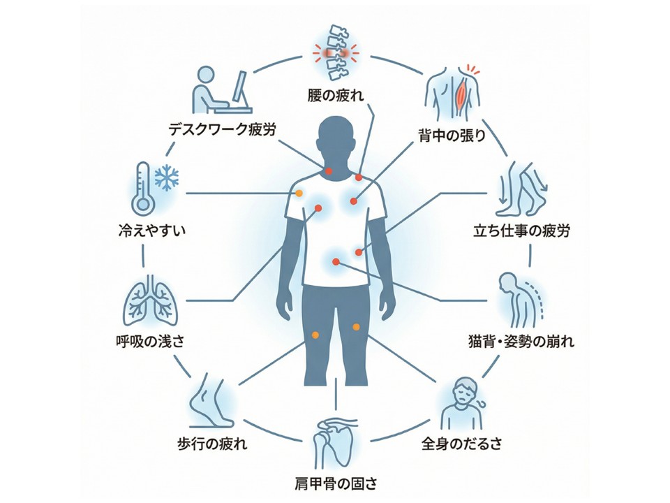 上半身の気になる場面をまとめた説明図