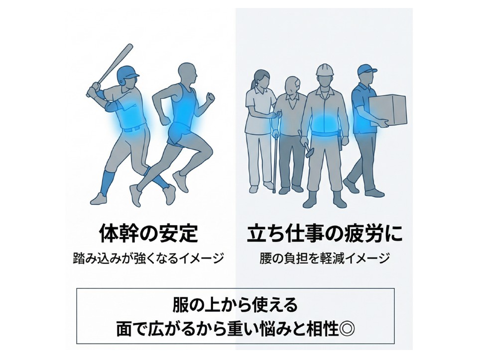 スポーツと仕事での衣類の使用シーンの図